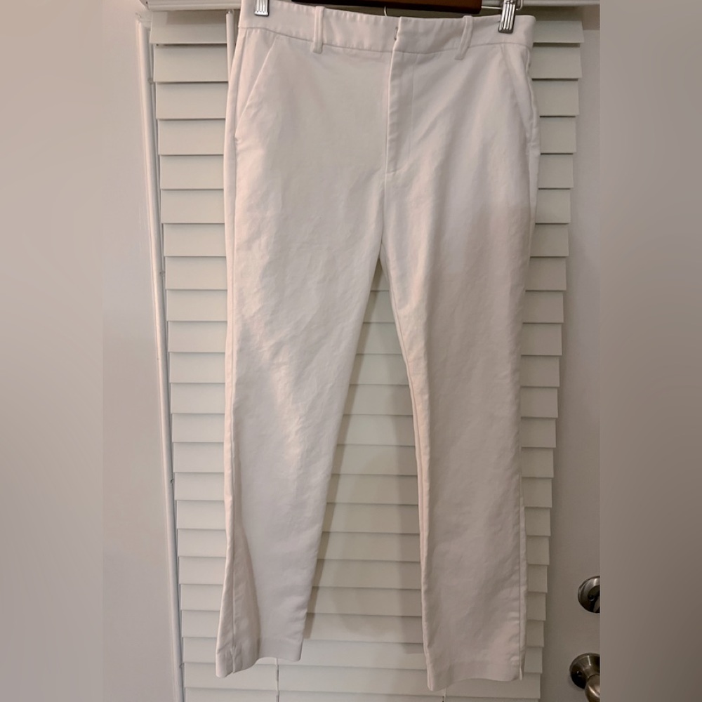 Straight leg white casual pants